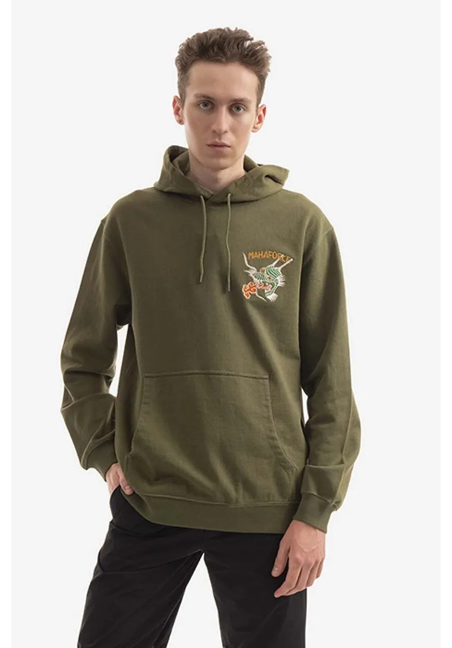 obrazek 1 Maharishi bluza bawełniana Force Embroidered męska kolor zielony z kapturem z aplikacją 8076.OLIVE-OLIVE