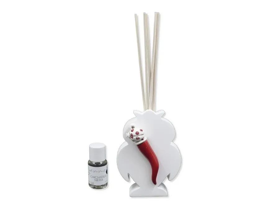 obrazek 1 Stylowy dyfuzor w kształcie sowy zdobionej biedronką oraz perfumy czarna orchidea 15 ml