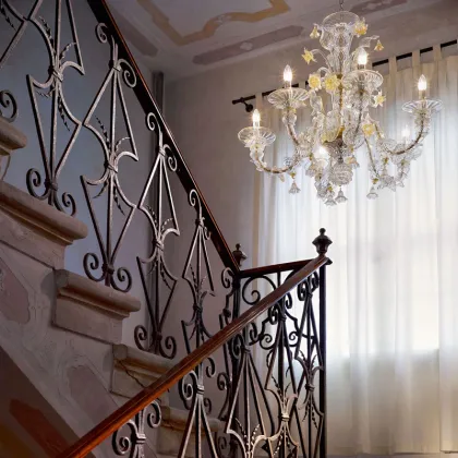 Zdjęcie Połyskliwy żyrandol LV40/6 ze szkła kryształowego z Italii