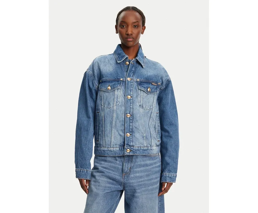 obrazek 1 Just Cavalli Kurtka jeansowa 78PAS4O3 Niebieski Regular Fit