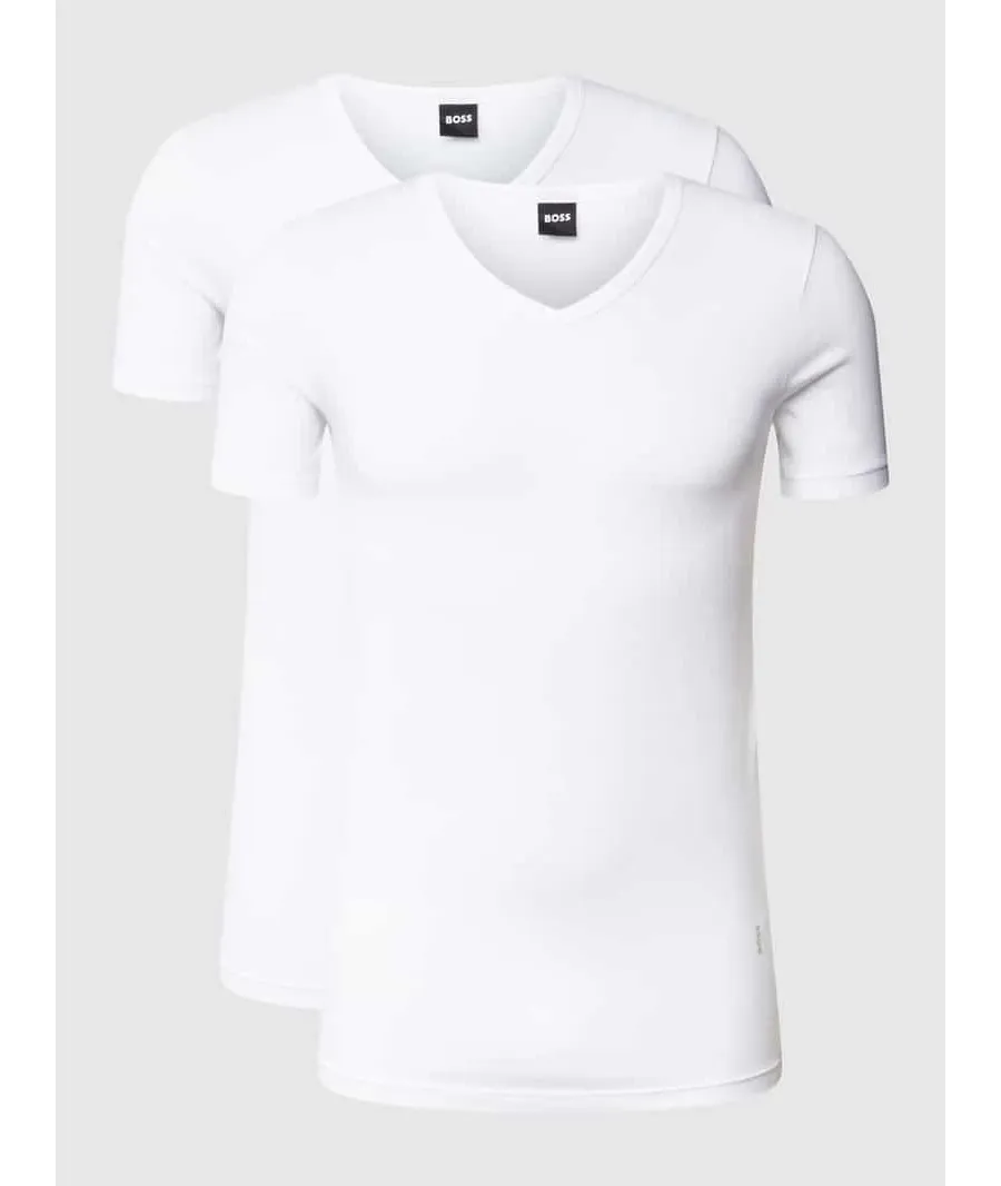 obrazek 1 T-shirt z dekoltem w serek w zestawie 2 szt. model ‘Modern’