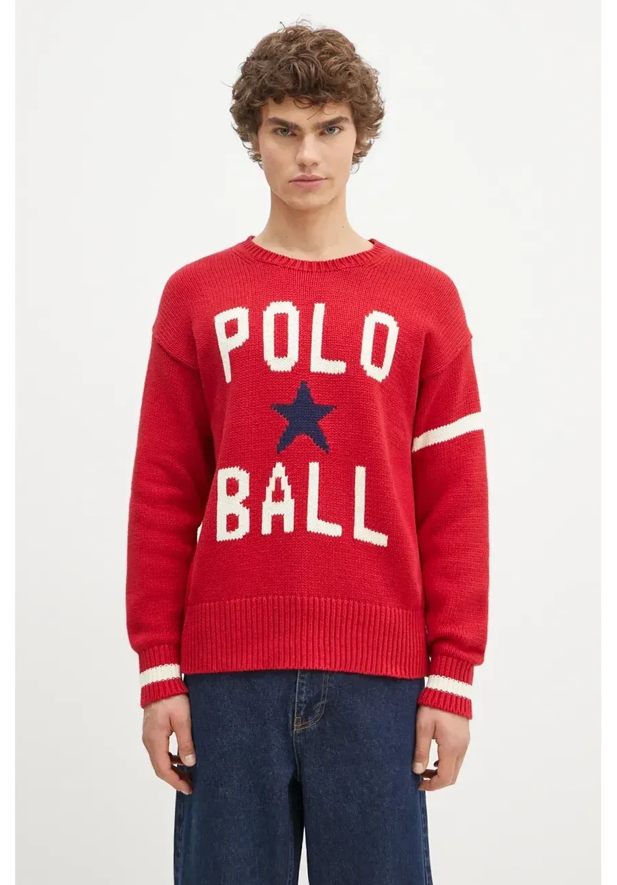 obrazek 1 Polo Ralph Lauren sweter bawełniany kolor czerwony ciepły 710949298