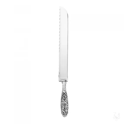 Picture Original silver bread knife with a serrated blade - Zaramella Argenti