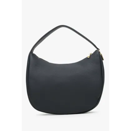 Zdjęcie Estro: Czarna torebka damska do ręki typu półksiężyc ze skóry naturalnej