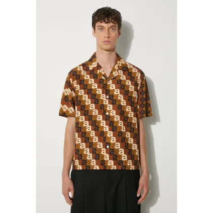 Zdjęcie Awake NY koszula A Print Camp męska kolor brązowy relaxed SP24-TP005