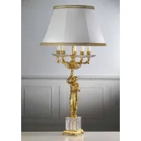 Zdjęcie Piękna lampa stołowa z pozłacanego brązu i kryształu