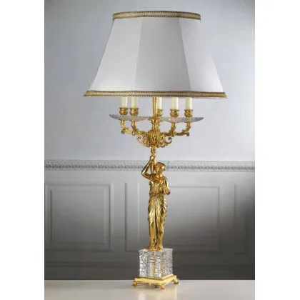 Picture Beautiful table lamp in gilded bronze and crystal