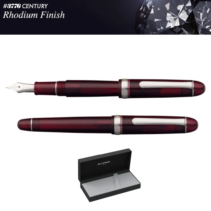 obrazek 4 Wyjątkowe pióro wieczne Platinum 3776 Century Rhodium Bourgogne C