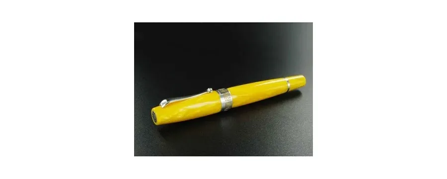 picture 2 Miya Fountain Pen - Silver/Yellow Celluloid - Montegrappa