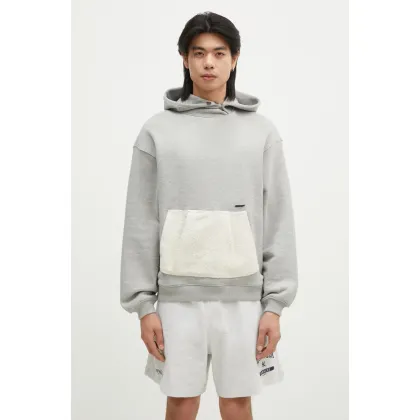 Zdjęcie Ader Error bluza bawełniana męska kolor szary z kapturem gładka BN01FWHD0106GR
