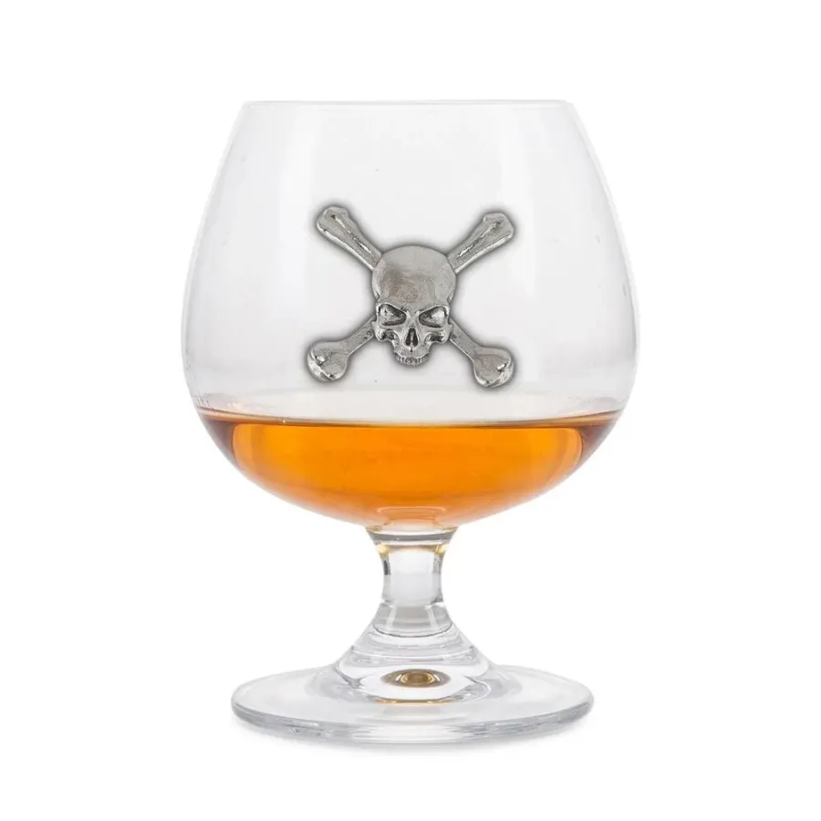 obrazek 1 Stylowy prezent na wyjątkową okazję – kieliszek do brandy z czaszką i skrzyżowanymi piszczelami
