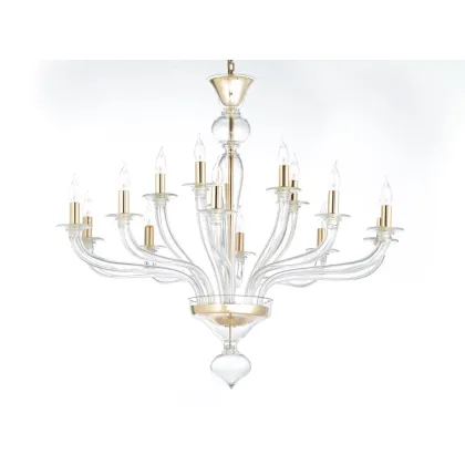 Zdjęcie Żyrandol ze szkła Murano w całkowicie przezroczystym kolorze - Il Paralume Marina
