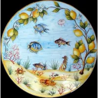 Zdjęcie Okrągły blat do ogrodu wykonany z lawy i ceramiki z podmorskim widokiem – Ceramiche Valchida