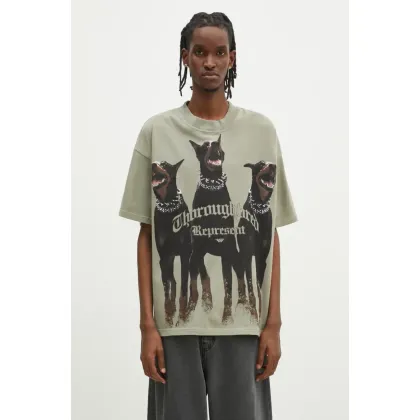 Zdjęcie Represent t-shirt bawełniany Thoroughbred męski kolor zielony z nadrukiem MLM41135.066
