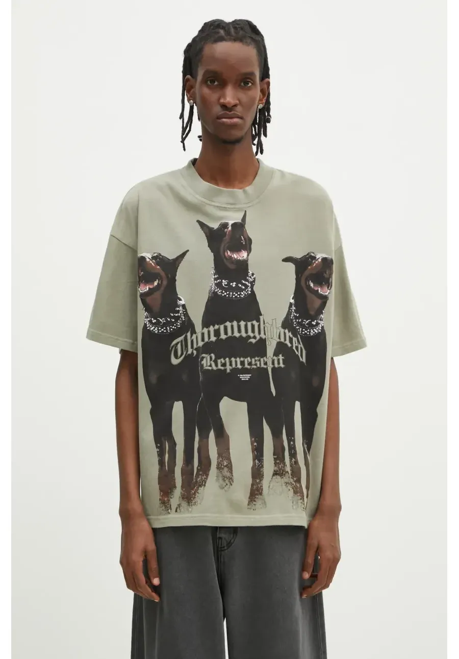 obrazek 1 Represent t-shirt bawełniany Thoroughbred męski kolor zielony z nadrukiem MLM41135.066