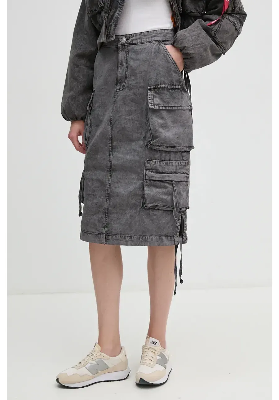 obrazek 1 Alpha Industries spódnica bawełniana kolor szary midi prosta 148068