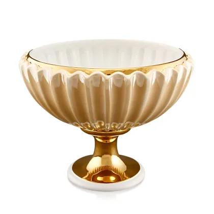 Picture Ceramic bowl on a pedestal with a pearl finish - Ahura