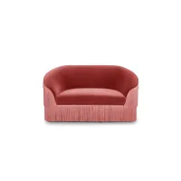 Zdjęcie Różowa dwuosobowa sofa z frędzlami - Munna