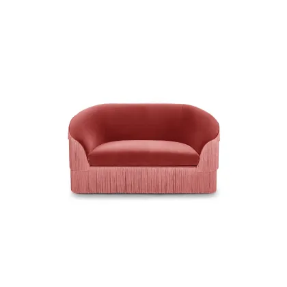Picture Pink two-seater sofa with fringes - Munna