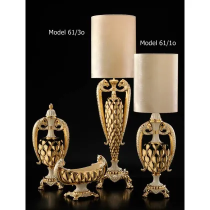 Picture Ceramic gold lamp with a beige lampshade