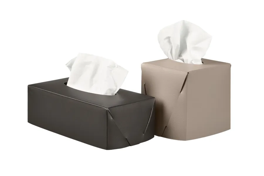 picture 2 Leather tissue box, size 12x12xH12 cm, cappuccino color