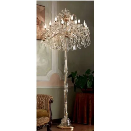 Zdjęcie Lampa podłogowa z metalową ramą pokrytą przezroczystymi szklanymi ramionami i przezroczystymi kryształowymi zawieszkami - Il Paralume Marina