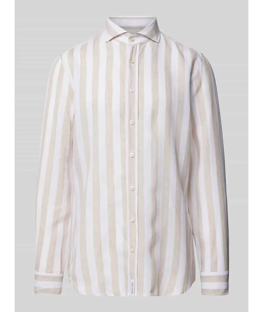 obrazek 1 Koszula lniana o kroju slim fit z kołnierzykiem typu cutaway model ‘Hugh’