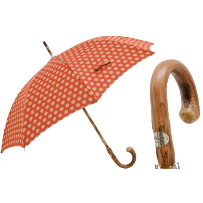 Picture A unique orange men's umbrella decorated with a hexagonal pattern - Pasotti