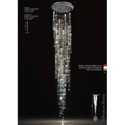 Zdjęcie Stylowy żyrandol kaskadowy z elementami ze szkła Murano „Bambus” - Il Paralume Marina