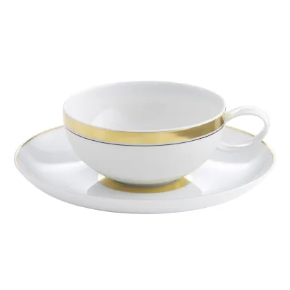 Picture Classic porcelain tea cup and saucer from the Domo Gold collection - 4 pieces - Vista Alegre