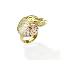 Picture Silver ring plated with 18-carat gold, finished with white zircons and enamels
