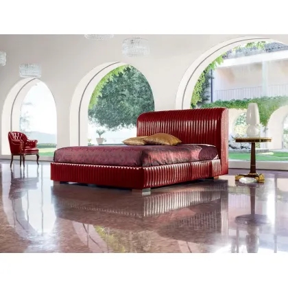 Zdjęcie Piękne skórzane łóżko o współczesnym designie – Mascheroni