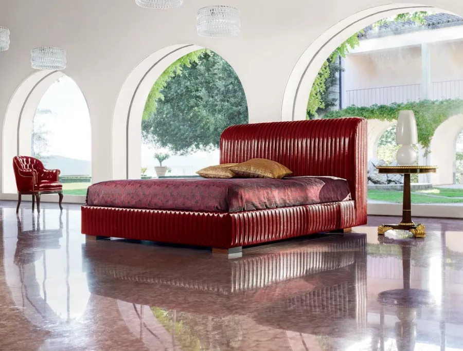 obrazek 1 Piękne skórzane łóżko o współczesnym designie – Mascheroni