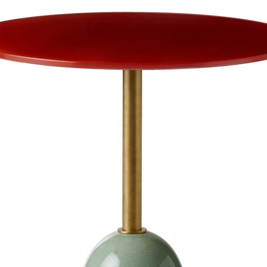 obrazek 4 Okrągły stolik z mosiądzu z malowanym szklanym blatem H.55xDia.50 cm