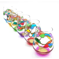 Zdjęcie Dekoracyjny zestaw szklanek Rainbow wave - 6x 400 ml