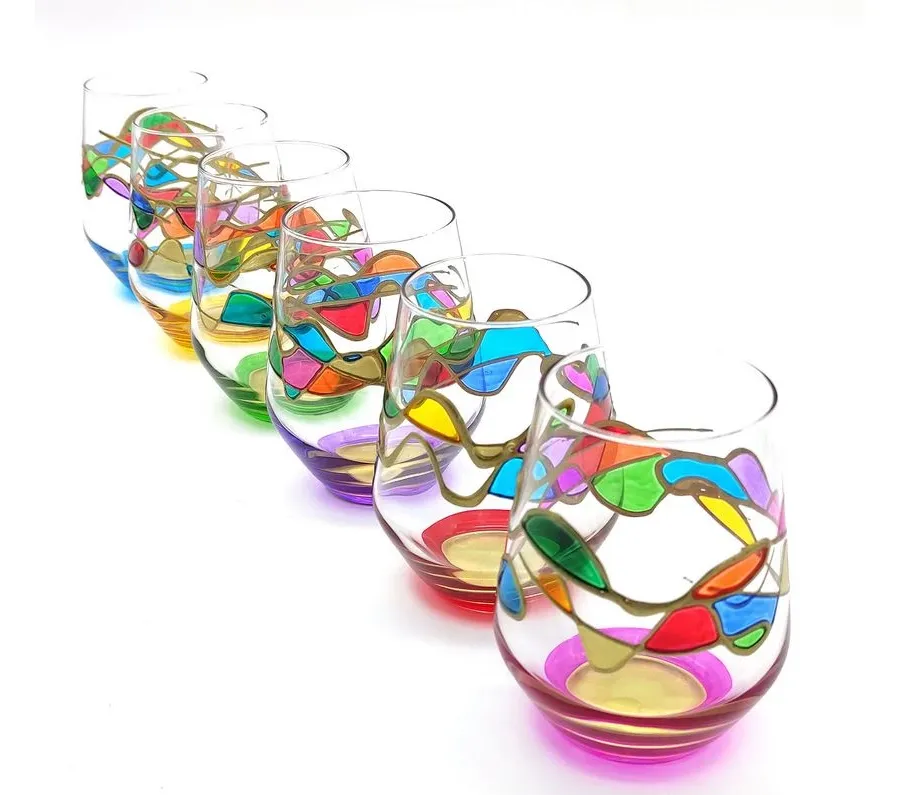 obrazek 1 Dekoracyjny zestaw szklanek Rainbow wave - 6x 400 ml