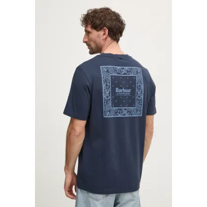 Zdjęcie Barbour t-shirt bawełniany męski kolor granatowy z nadrukiem MTS1382NY91