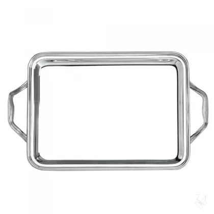 Zdjęcie Prestiżowa duża srebrna taca Inglese 50×38 cm z rączkami - Zaramella Argenti