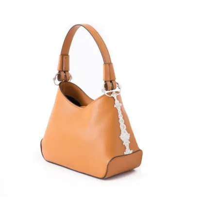 Picture Brown leather and silver Hobo bag – Pampaloni