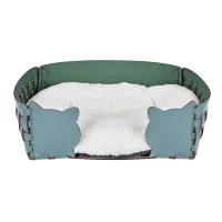 Zdjęcie Jasnoniebieskie przytulne legowisko dla kota 45x30xH15 cm zdobione motywem kocich głów