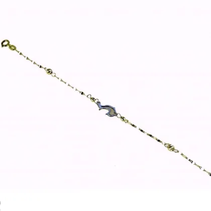 Zdjęcie Włoska dziewczęca bransoletka z dwukolorowym delfinem i obrobionymi kulami