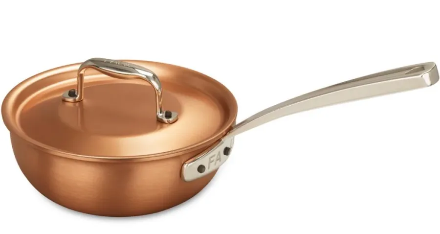 obrazek 3 Zaokrąglona miedziana patelnia 16 cm do dań sauté