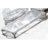Picture Italian crystal bathroom accessory tray with hand-engraved portrait of a lady and chrome-plated brass base - Il Paralume Marina