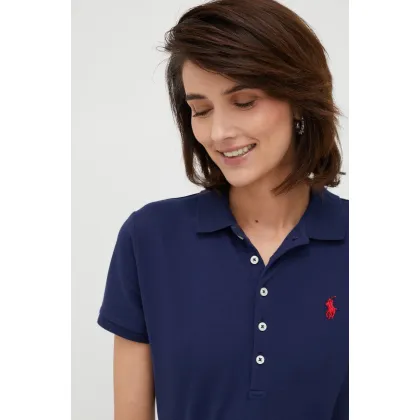 Zdjęcie Polo Ralph Lauren polo damski kolor granatowy z kołnierzykiem