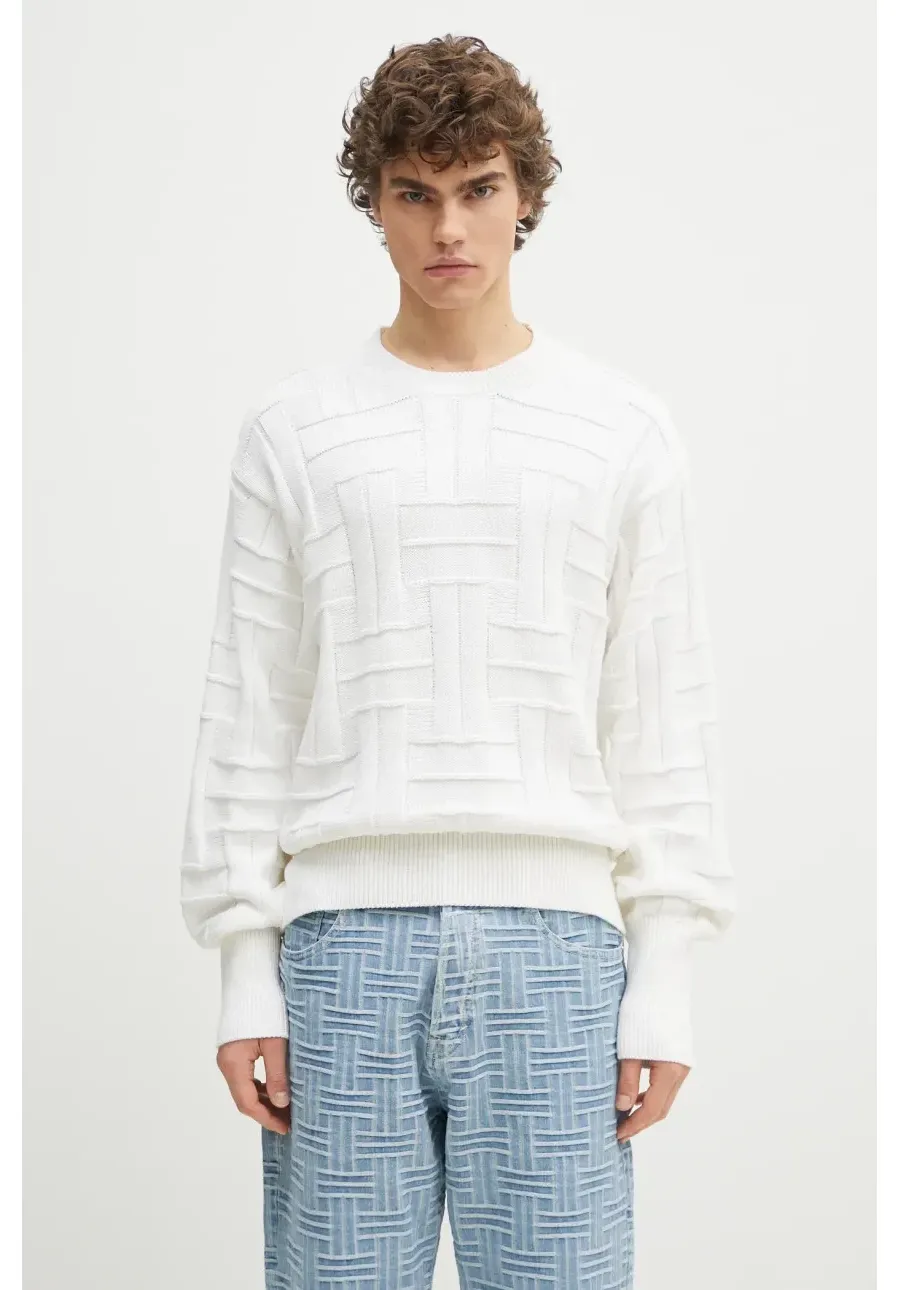 obrazek 1 Kenzo sweter bawełniany Weave męski kolor biały ciepły FF55PU7083CB.02