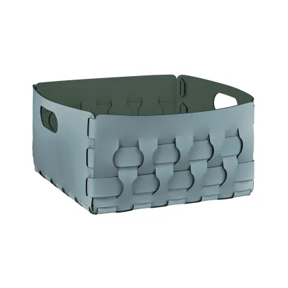 Zdjęcie Wyjątkowy kosz Dubai 35x35xH20 cm ze skóry w kolorze pastelowego błękitu