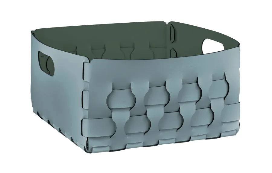 obrazek 1 Wyjątkowy kosz Dubai 35x35xH20 cm ze skóry w kolorze pastelowego błękitu