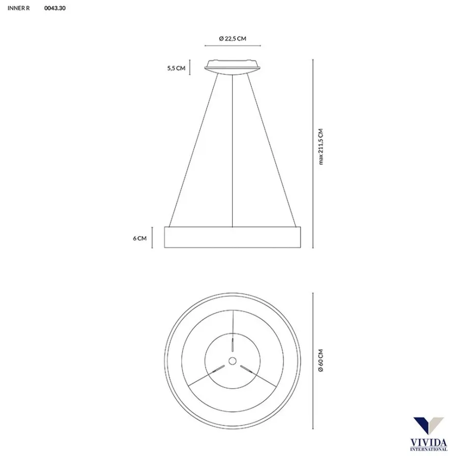 obrazek 4 Biała lampa wisząca Inner R 60 - LED, 50W , 3000LM, 3000K