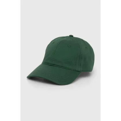 Zdjęcie Lacoste czapka z daszkiem bawełniana kolor zielony gładka