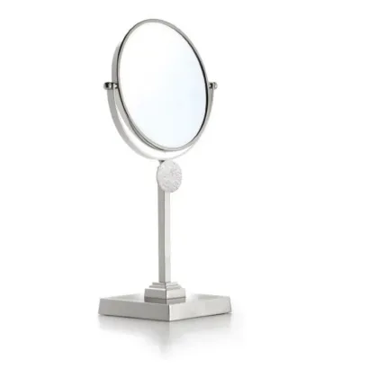 Zdjęcie Piękne stylowe lusterko z wyjątkowej kolekcji Circle z mosiądzu z wykończeniem w polerowanym i porysowanym chromie - Il Paralume Marina